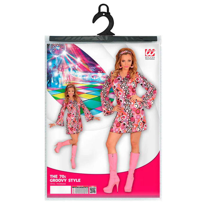 1970's Groovy Style Pink Tiny Bubbles Costume