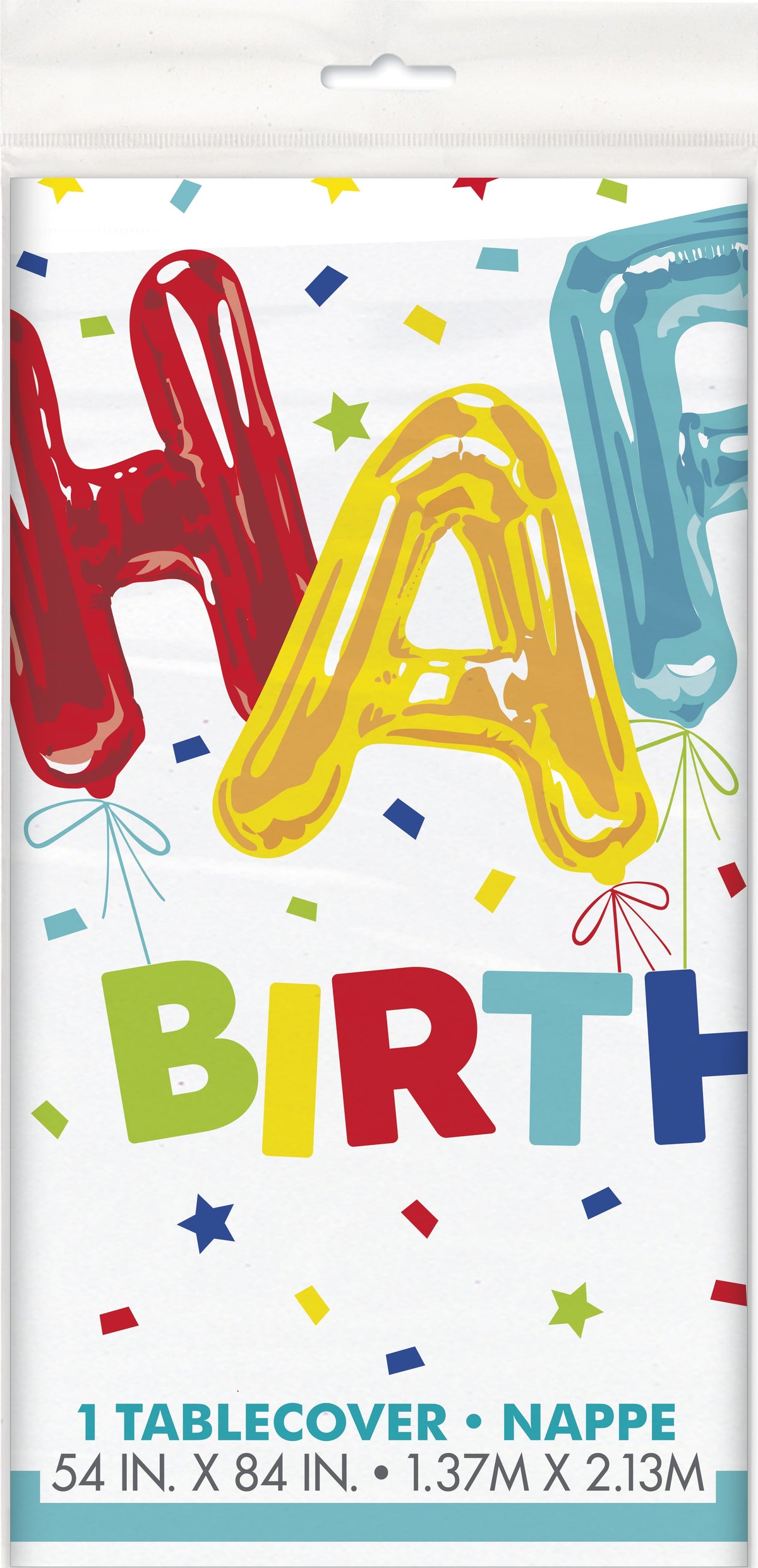 Happy Balloon Birthday Rectangular Plastic Table Cover - Each