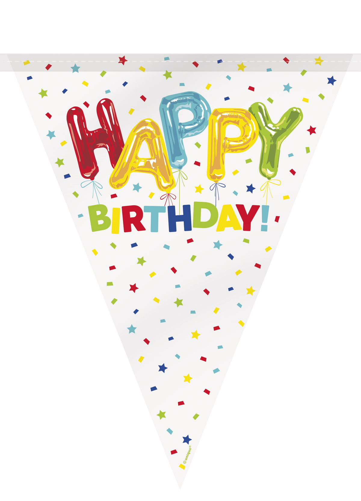 Happy Balloon Birthday Plastic Flag Banner - 12 ft