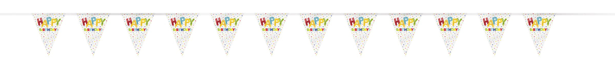 Happy Balloon Birthday Plastic Flag Banner - 12 ft