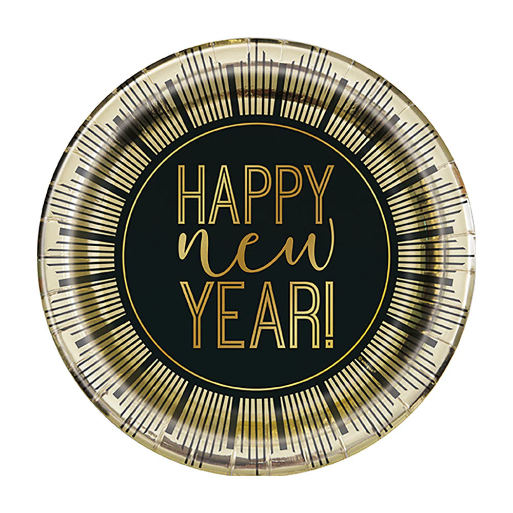 Roaring New Years Range - Happy New Year Party Plates - 8pk (17cm)