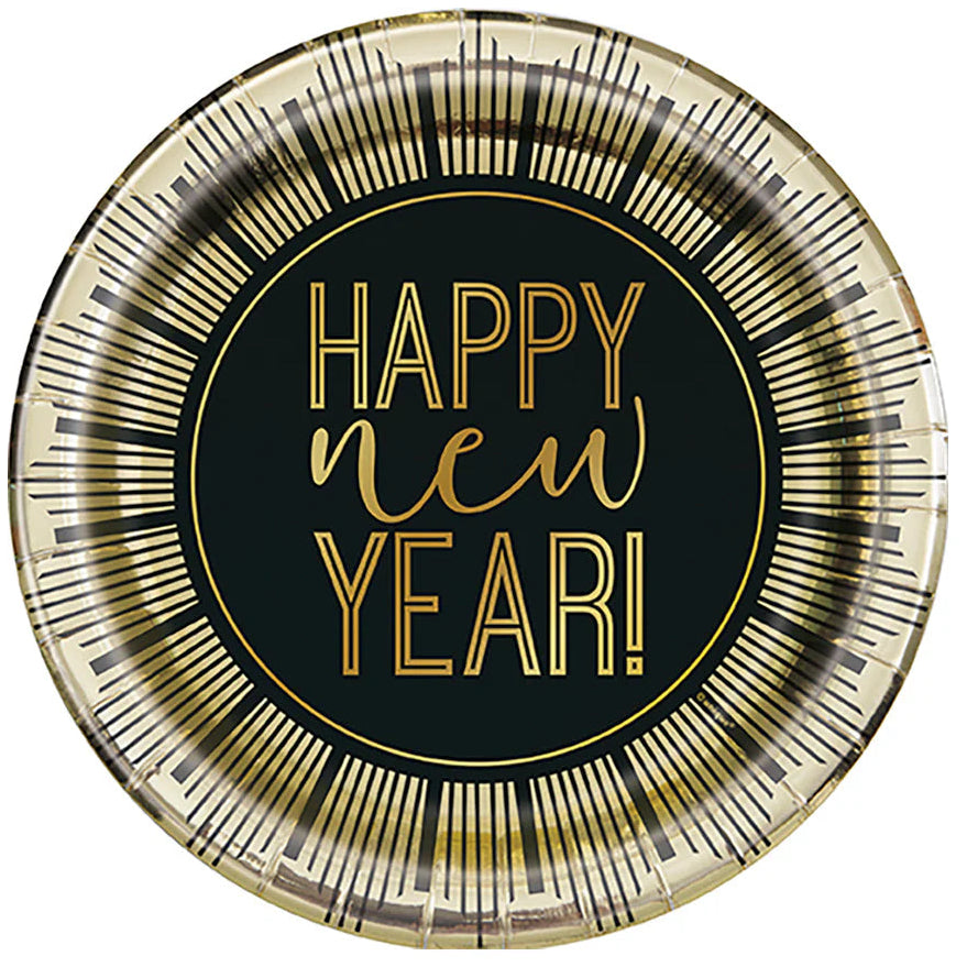 Roaring New Years Range - Happy New Year Party Plates - 8pk (22cm)