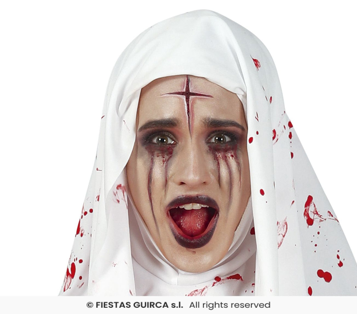 Bloody Nun White & Blood Splattered Costume