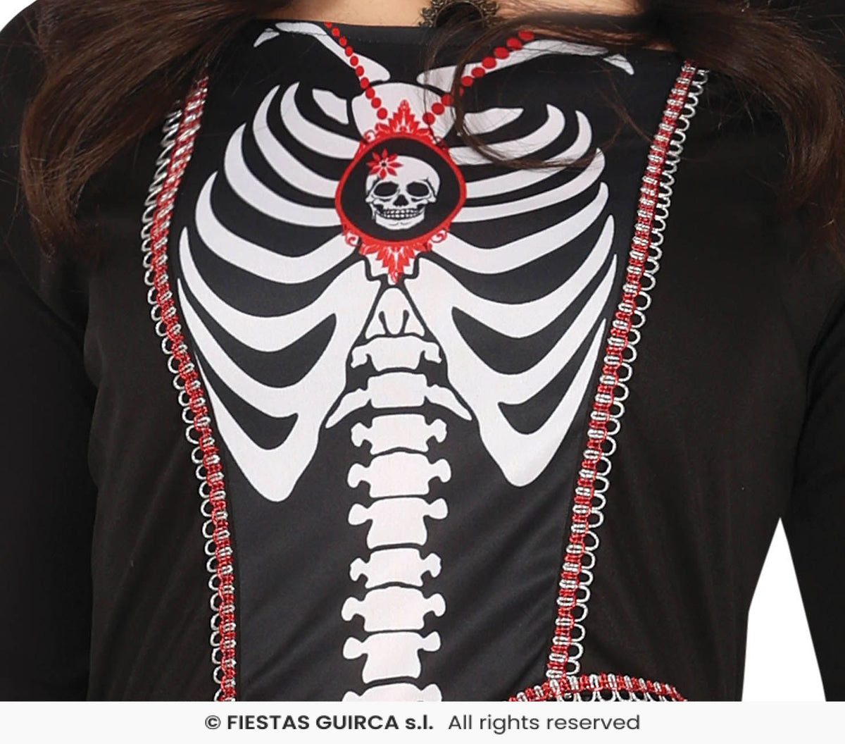 Royal Skeleton Ladies Black Dress with Skull & Bone Print