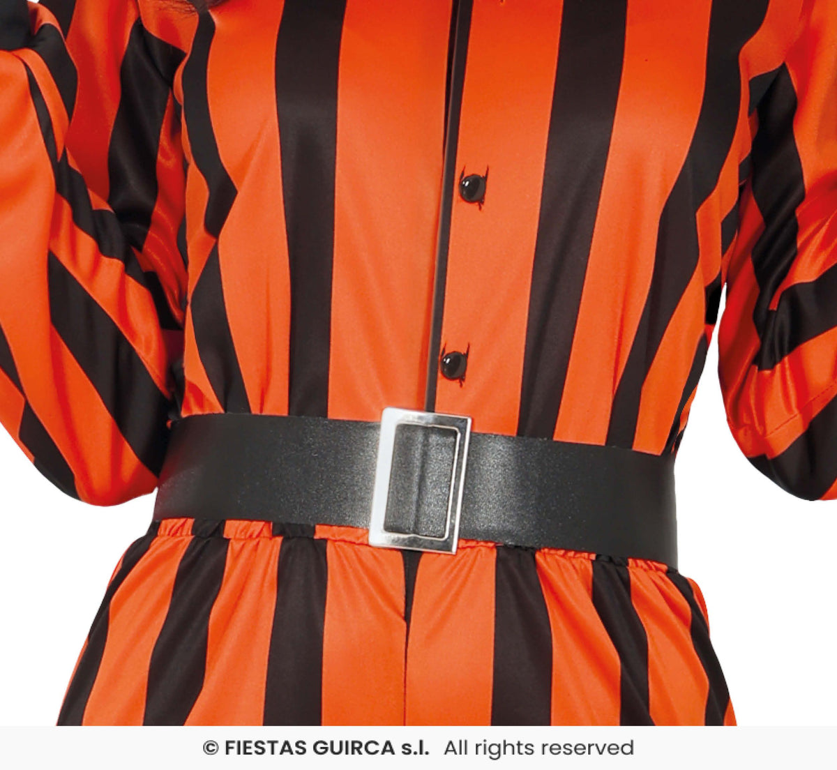 Ladies Striped Orange & Black Harlequin Prisoner Costume