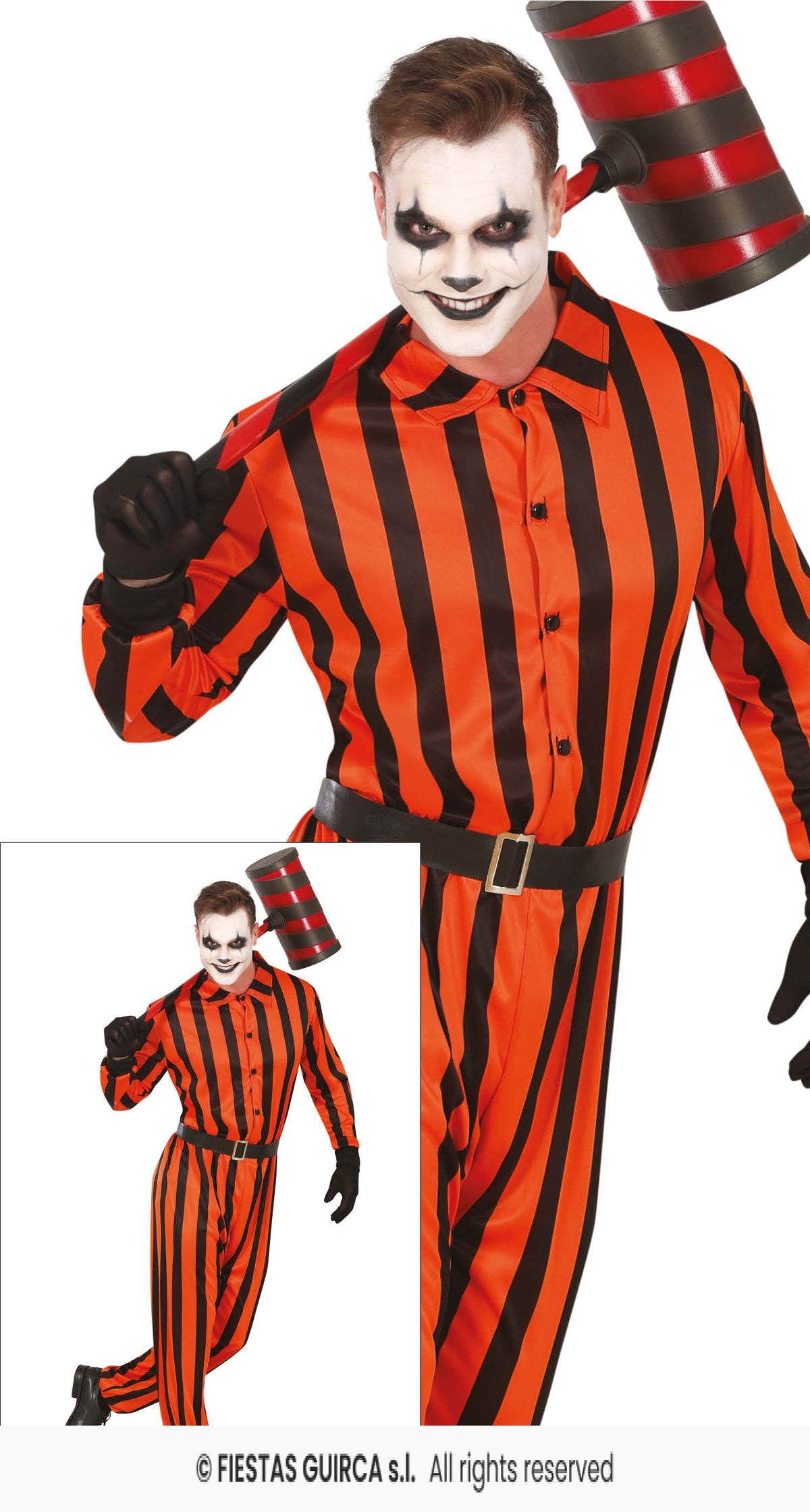 Adults Striped Orange & Black Harlequin Prisoner Costume