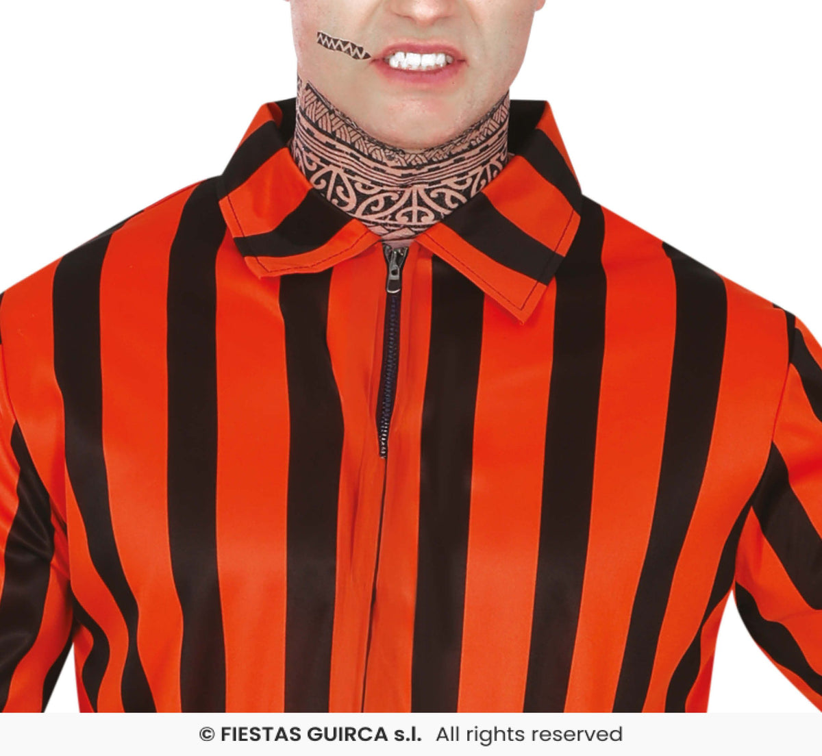 Adults Striped Orange & Black Harlequin Prisoner Costume