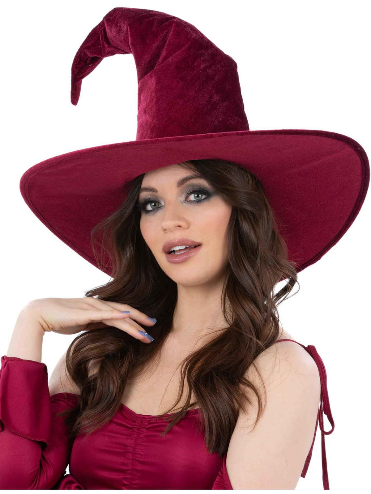 Burgundy Velour Witch Hat
