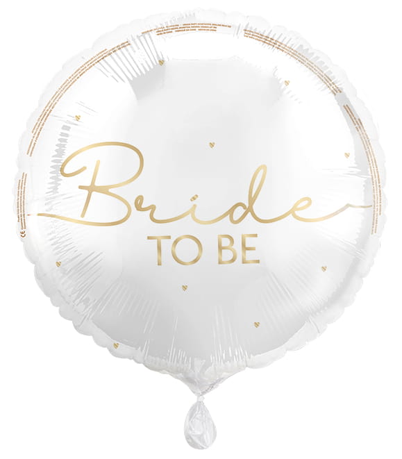 Bride To Be White & Gold Foil Balloon - 18"