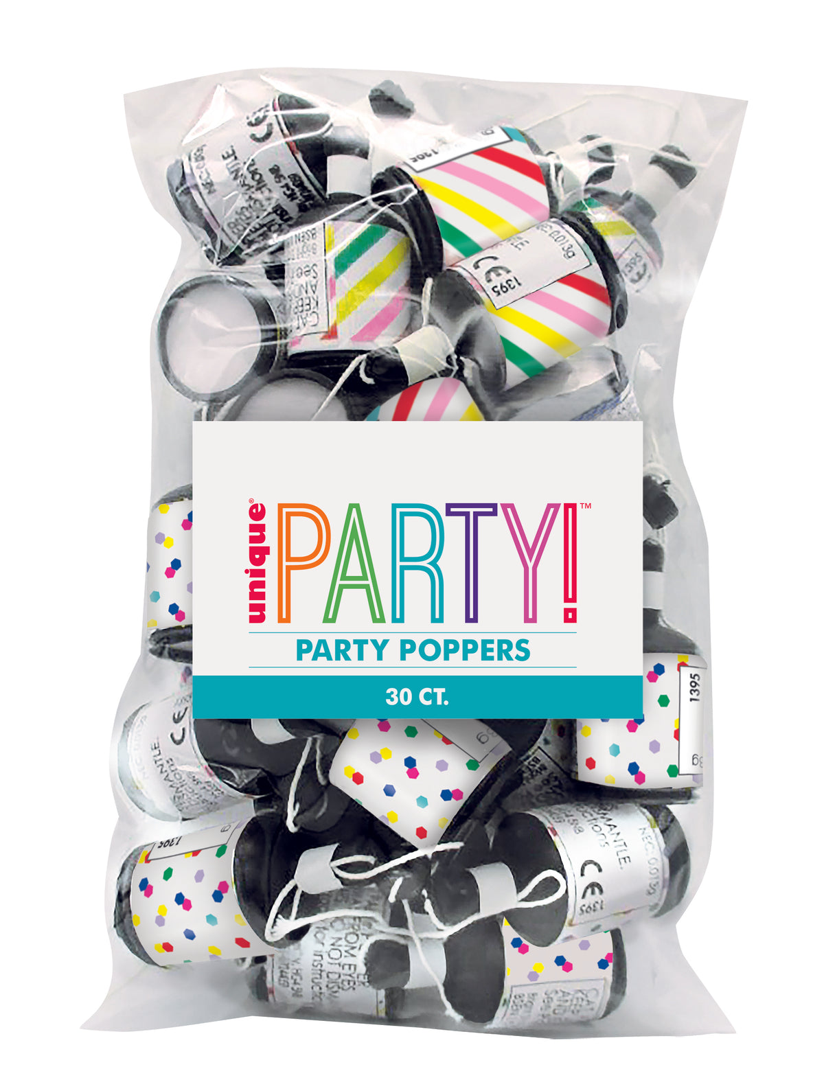 Stripe & Confetti Party Poppers30ct