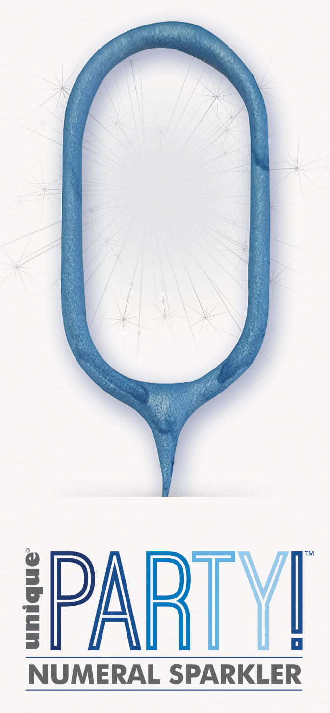 7" Blue Glitz Number Cake & Cupcake Sparklers