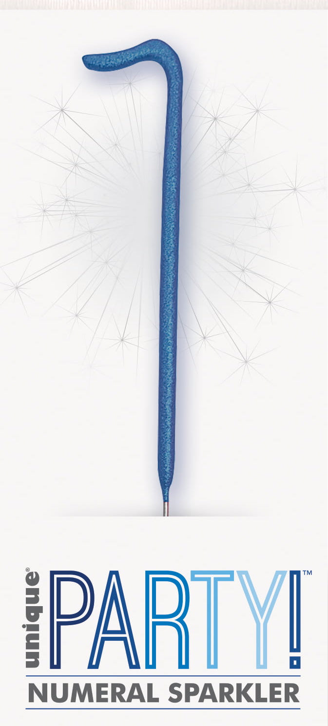 7" Blue Glitz Number Cake & Cupcake Sparklers