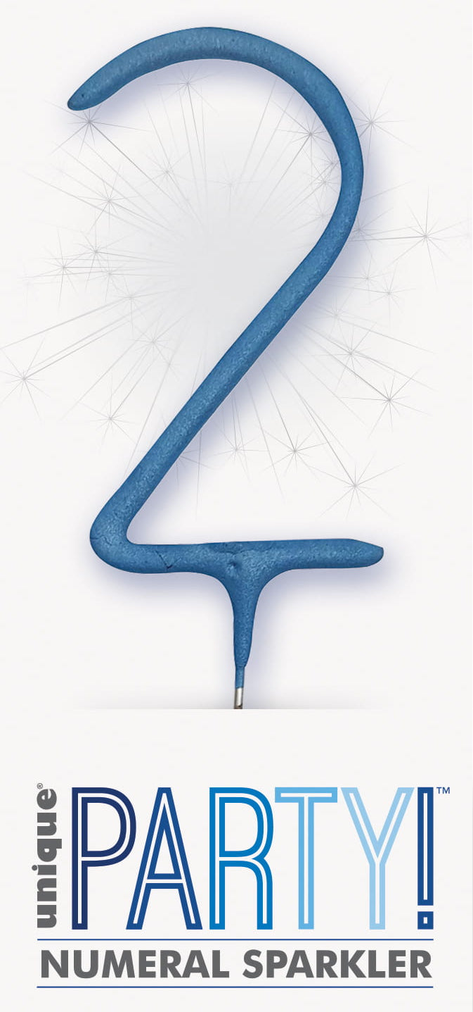 7" Blue Glitz Number Cake & Cupcake Sparklers