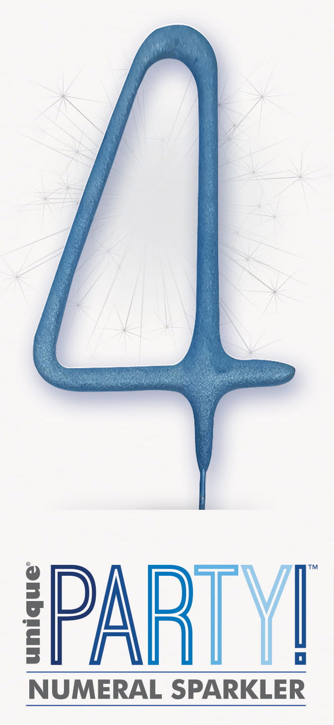 7" Blue Glitz Number Cake & Cupcake Sparklers