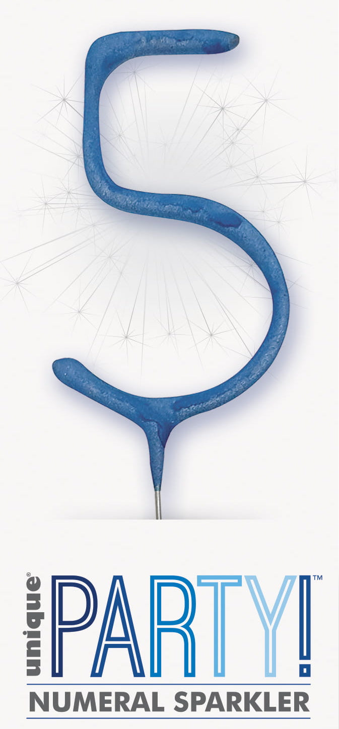 7" Blue Glitz Number Cake & Cupcake Sparklers