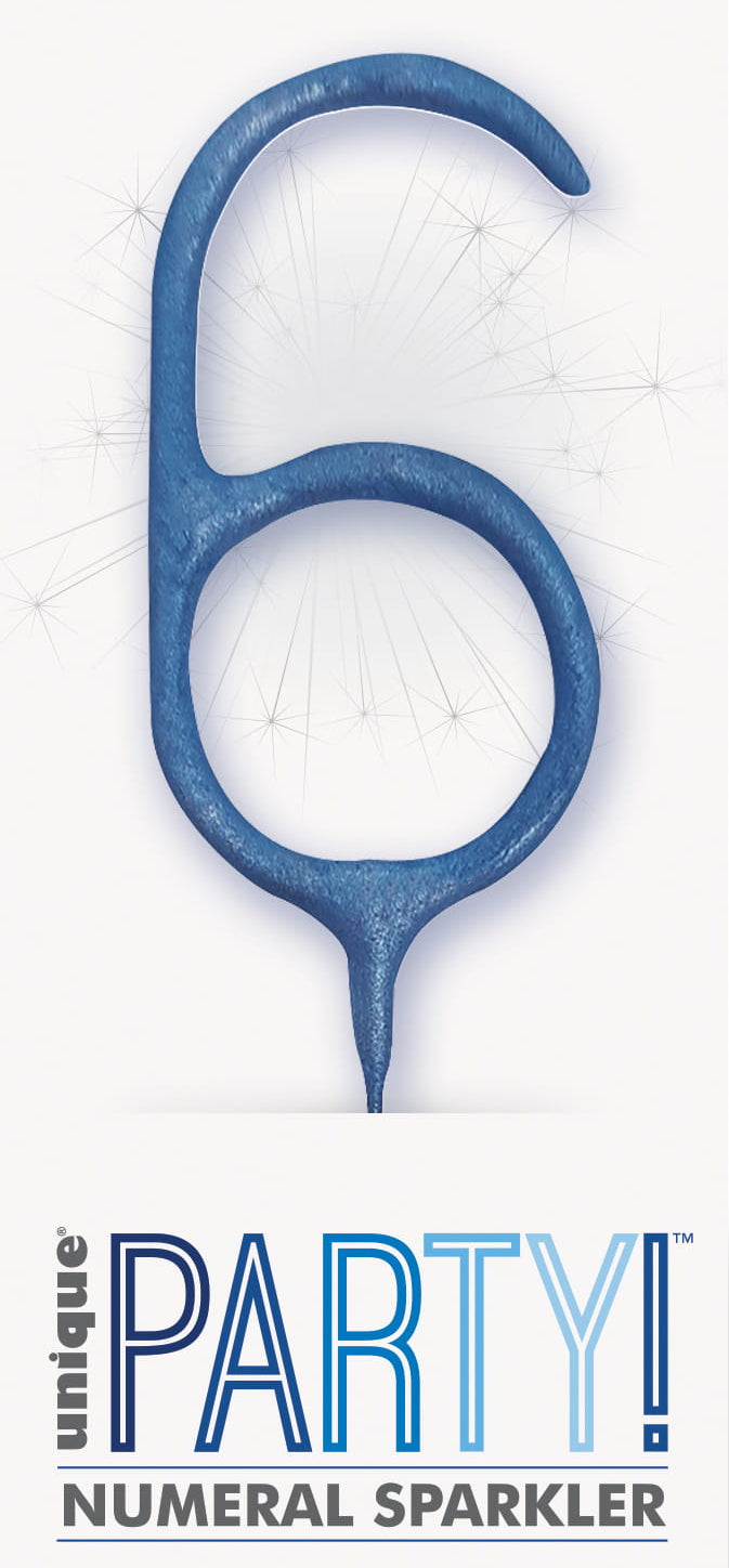 7" Blue Glitz Number Cake & Cupcake Sparklers