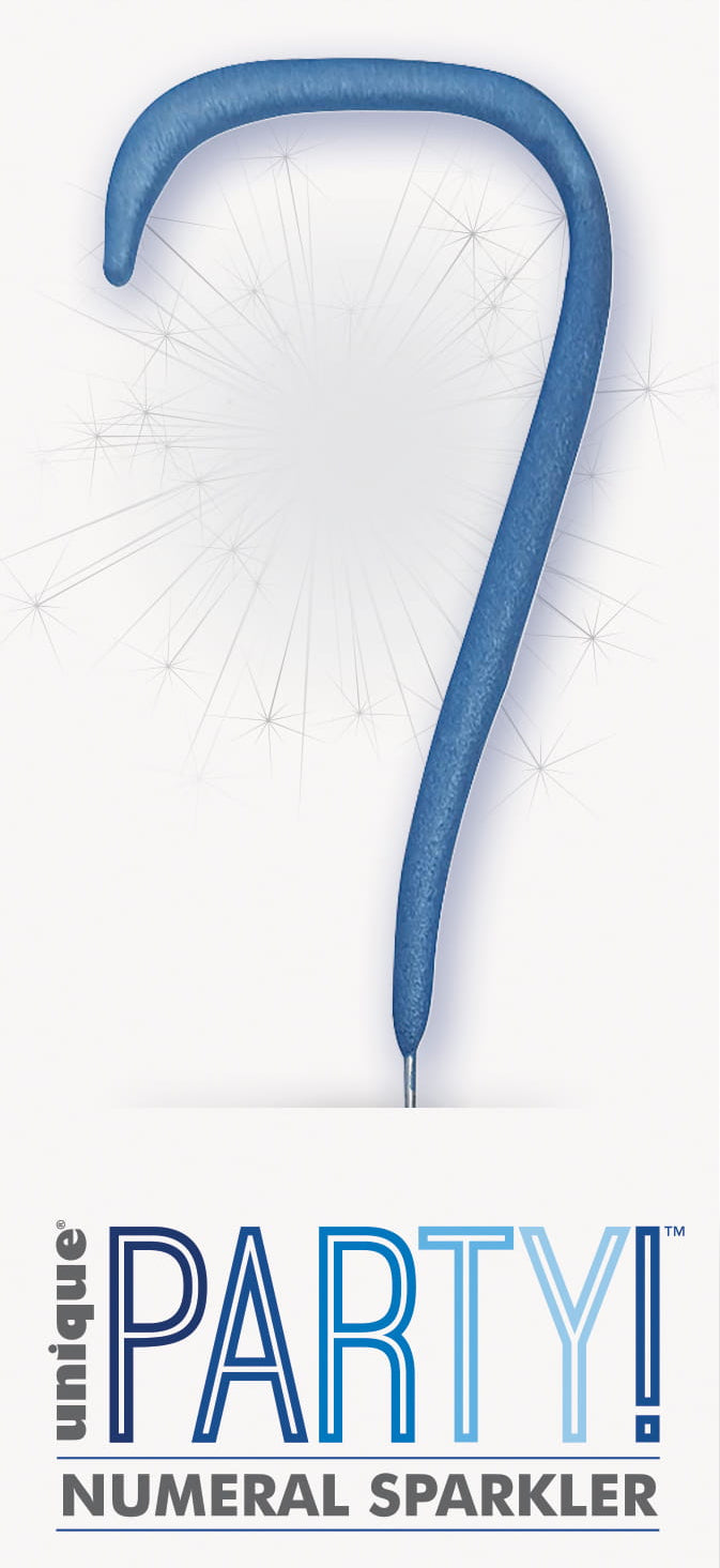 7" Blue Glitz Number Cake & Cupcake Sparklers