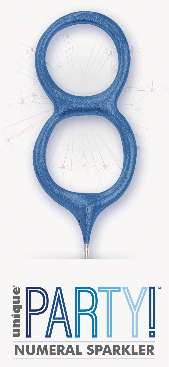 7" Blue Glitz Number Cake & Cupcake Sparklers