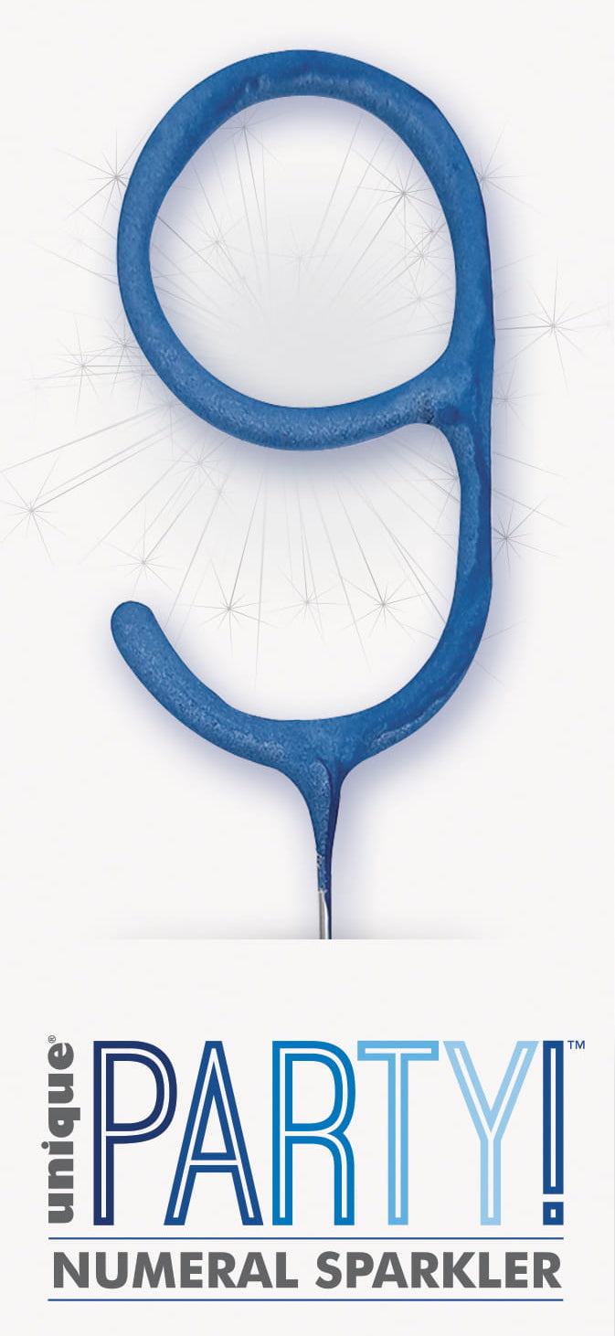 7" Blue Glitz Number Cake & Cupcake Sparklers