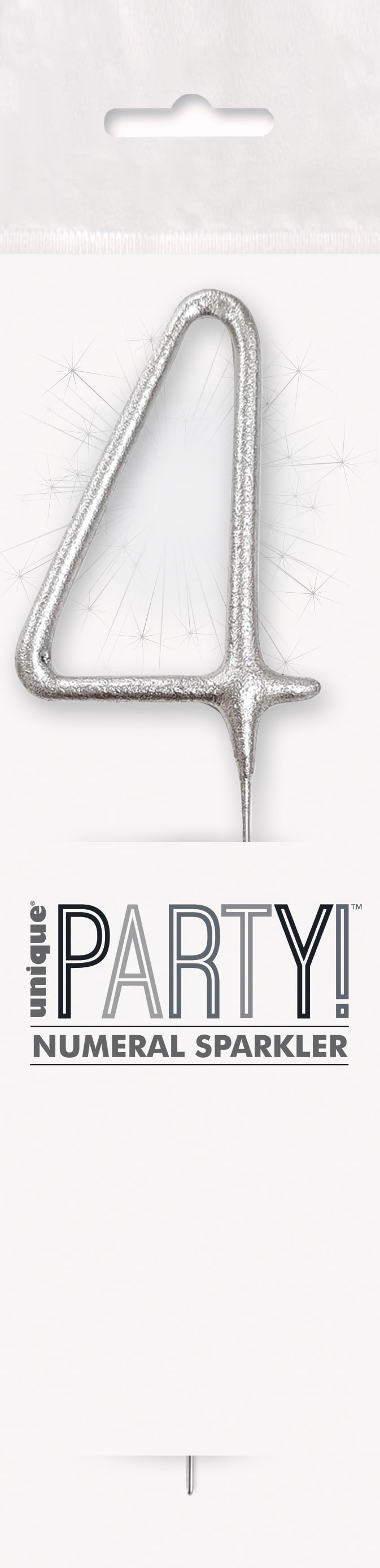 7" Silver Glitz Number Cake & Cupcake Sparklers