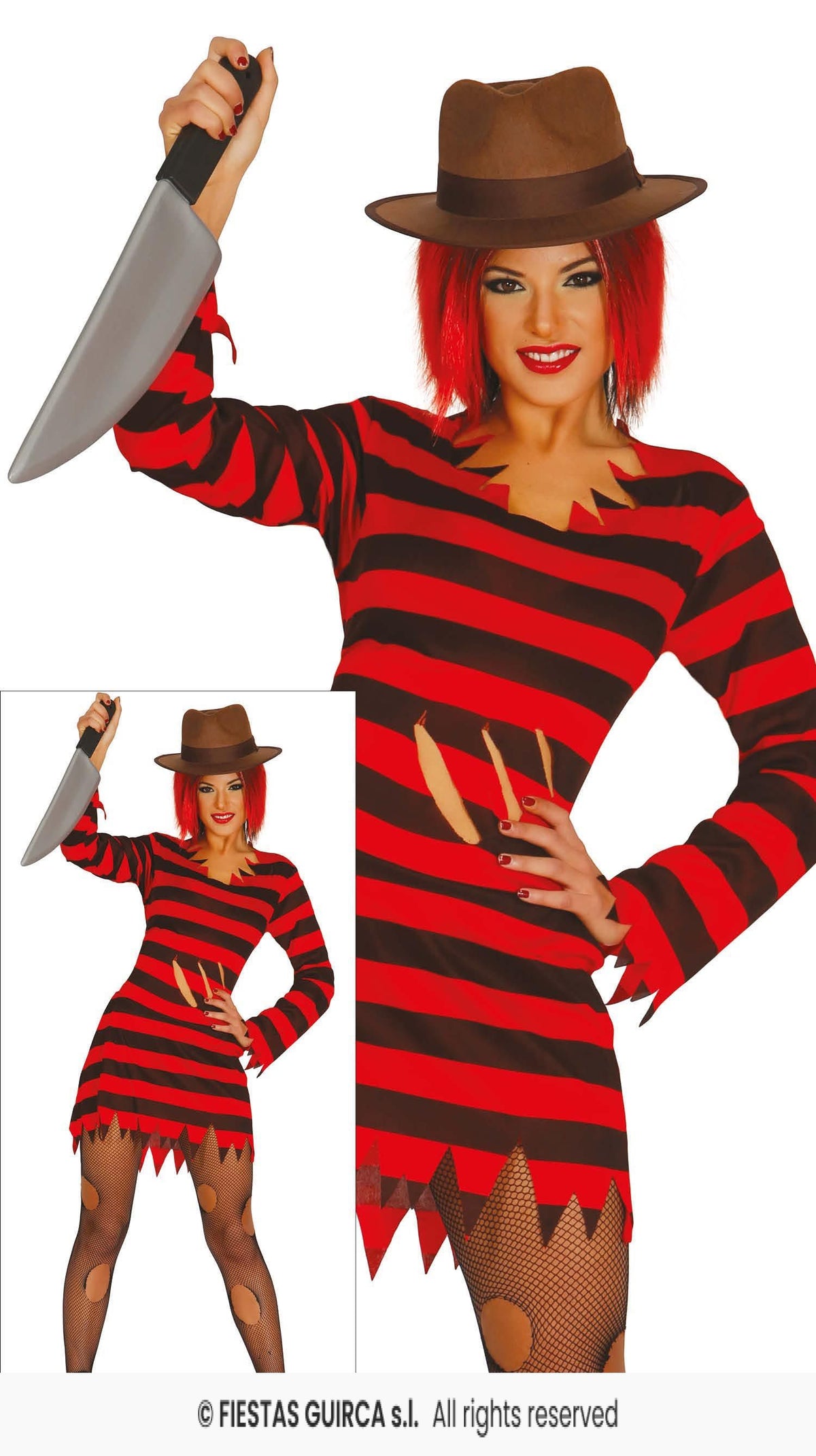 Mrs Scissors Red & Black Striped Ladies Dress