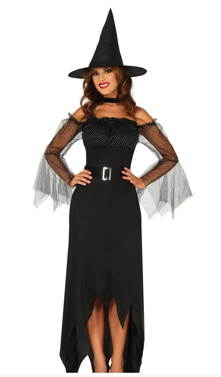 Adults Black Sparkle Witch Dress
