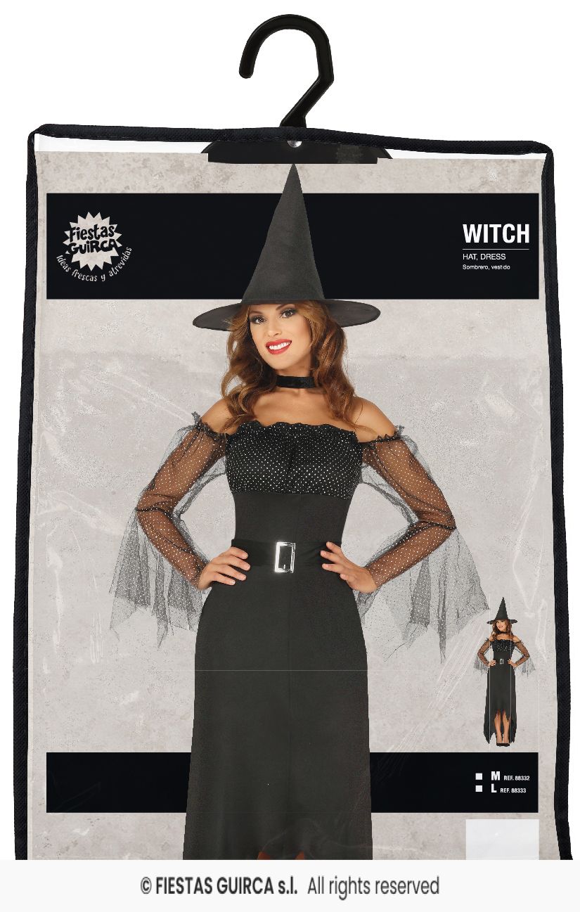 Adults Black Sparkle Witch Dress