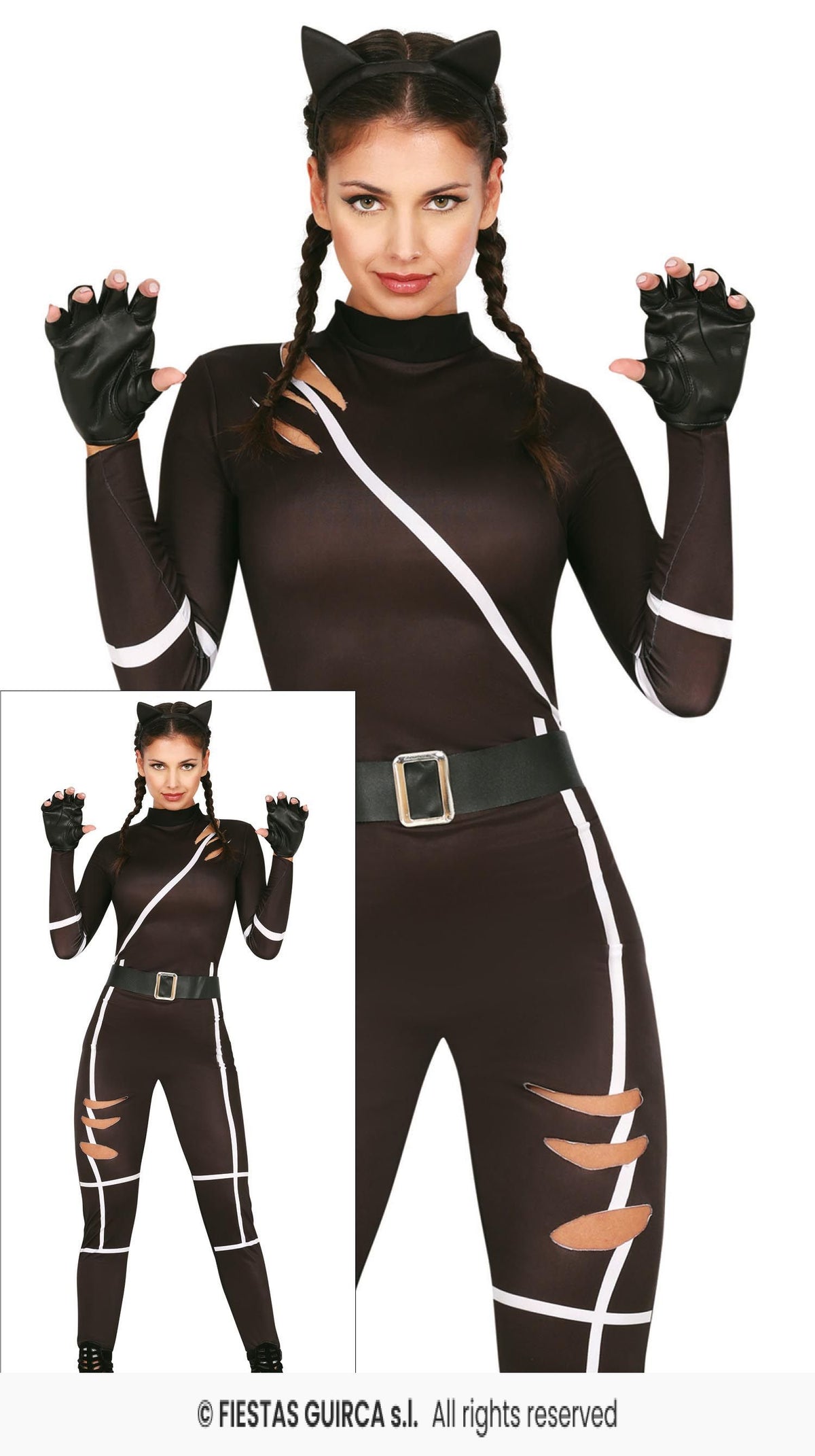 Ladies Black Cat Jumpsuit Costume