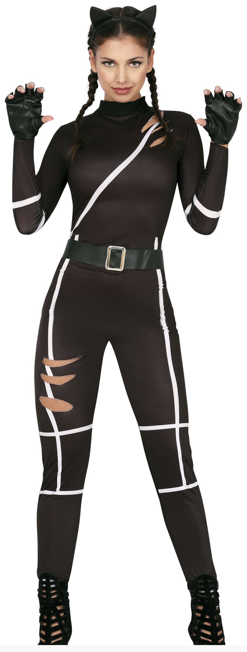 Ladies Black Cat Jumpsuit Costume