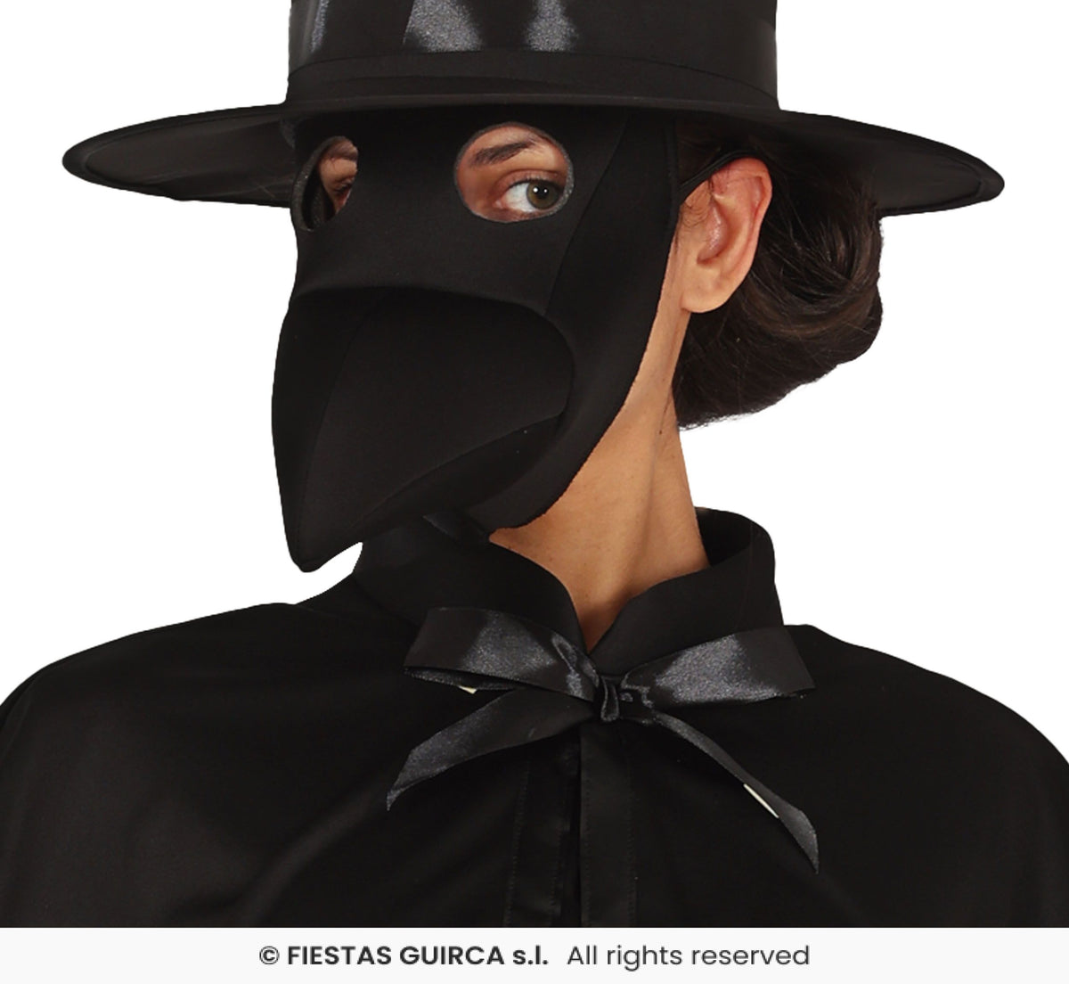 Ladies Black Plague Dress with Belt, Hat & Mask