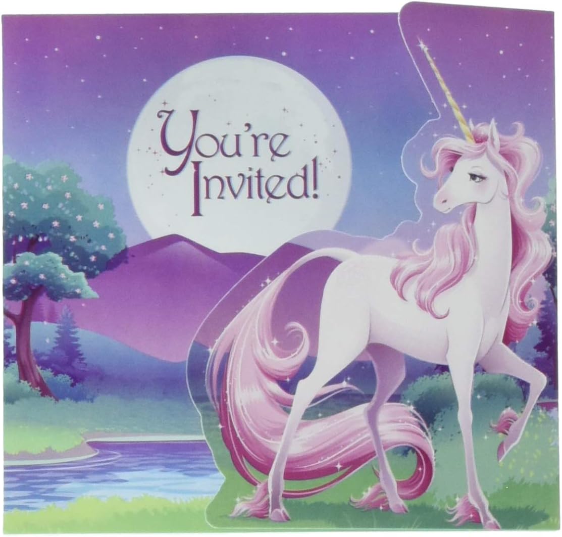 Unicorn Fantasy Fold out Party Invitations - 8pk