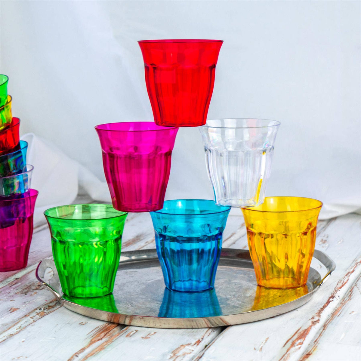 Plastic Rainbow Drinking Tumblers - Pack of 12