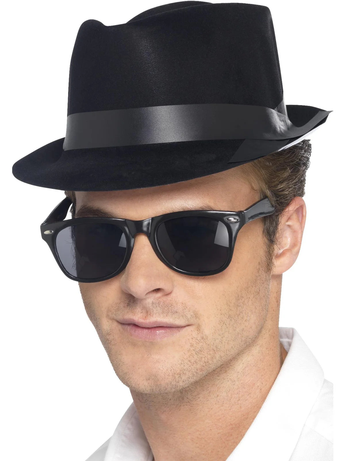 Flocked Fedora Hat - Black