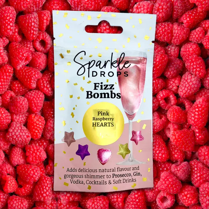 Sparkle Drops Fizz Bombs PINK Raspberry Hearts 20g