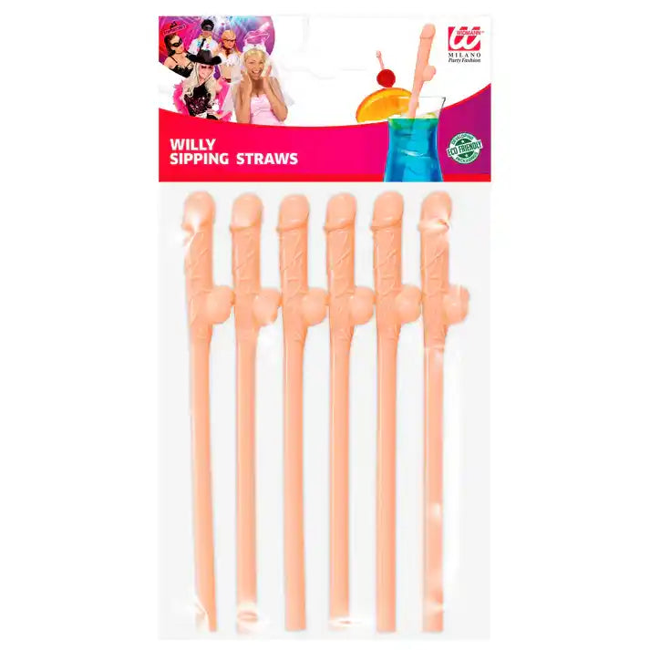 Willy Sipping Straws Pink - 6pk