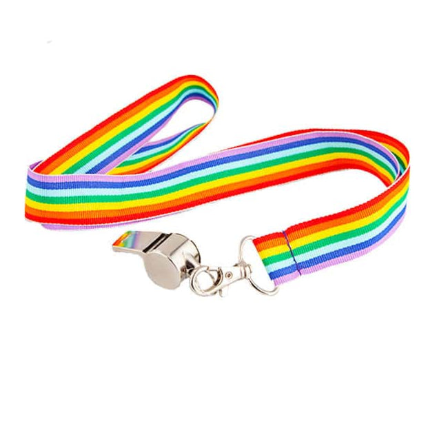 Whistle on Rainbow Lanyard