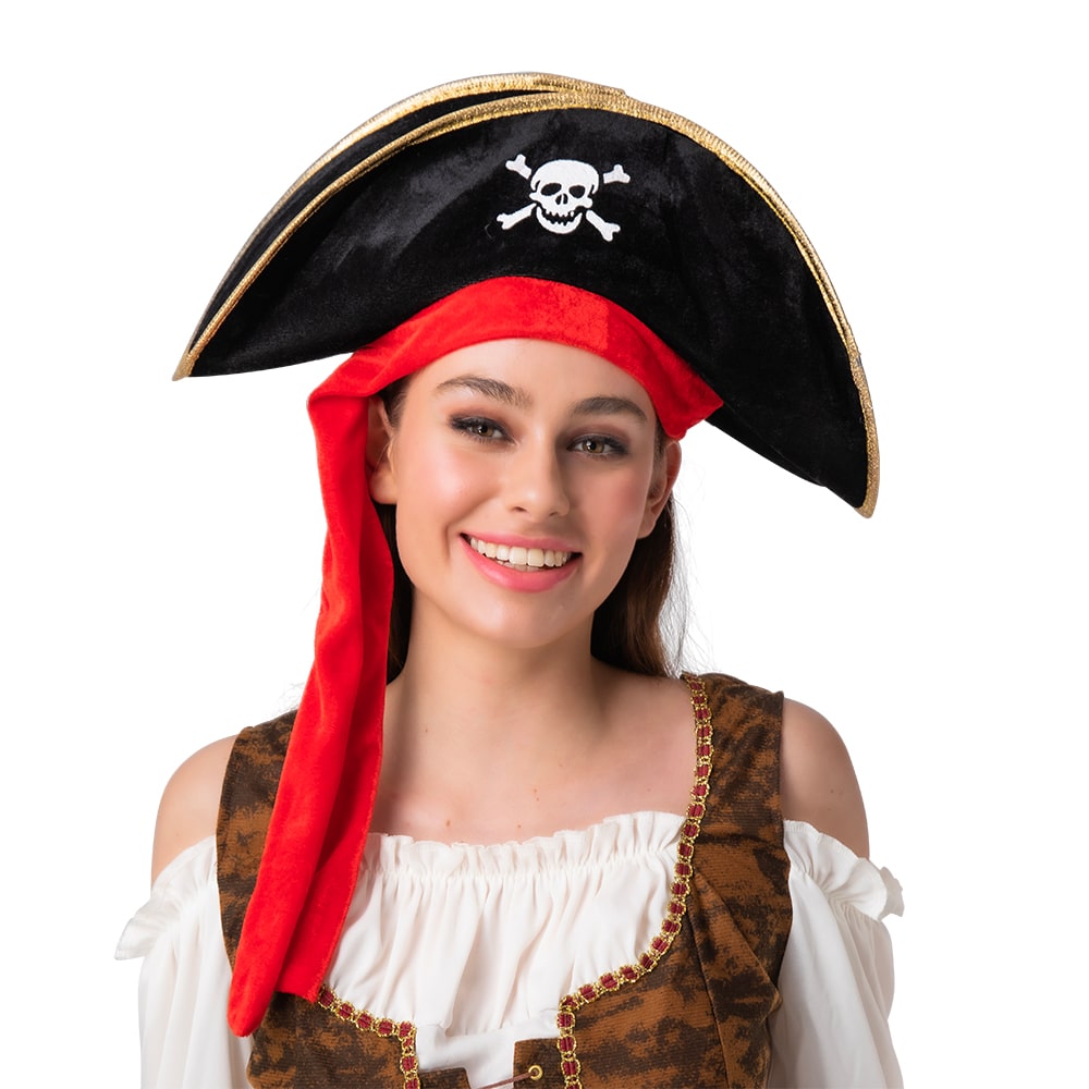 Pirate Hat- Black w//Red Bandana