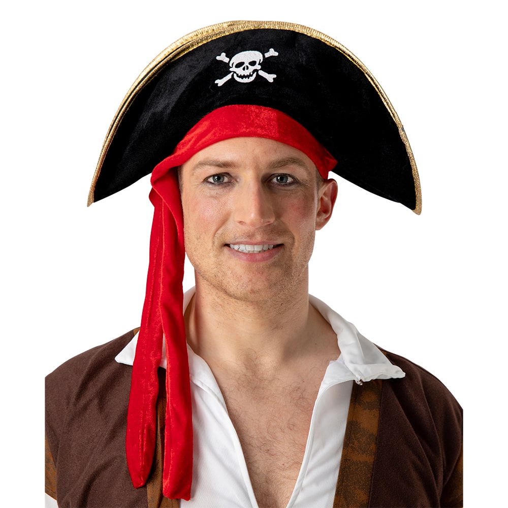 Pirate Hat- Black w//Red Bandana