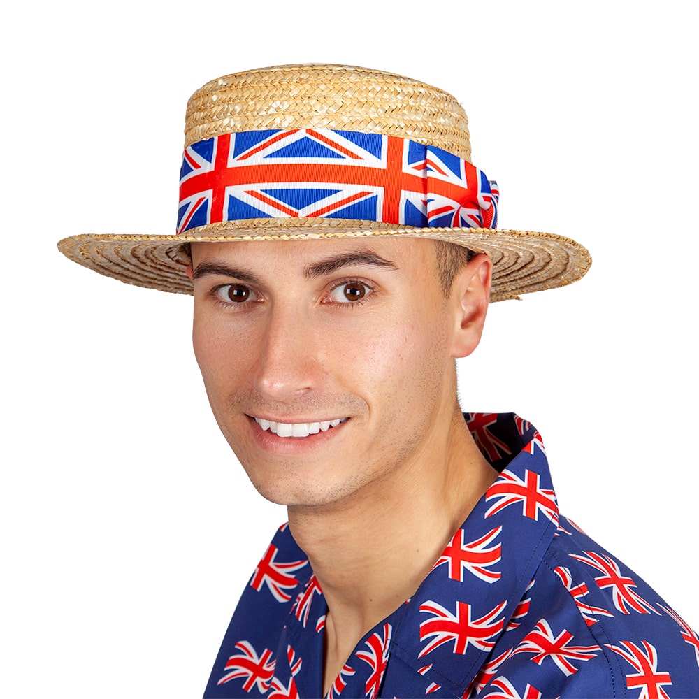 Classic Straw Boater Hat - Union Flag G.B