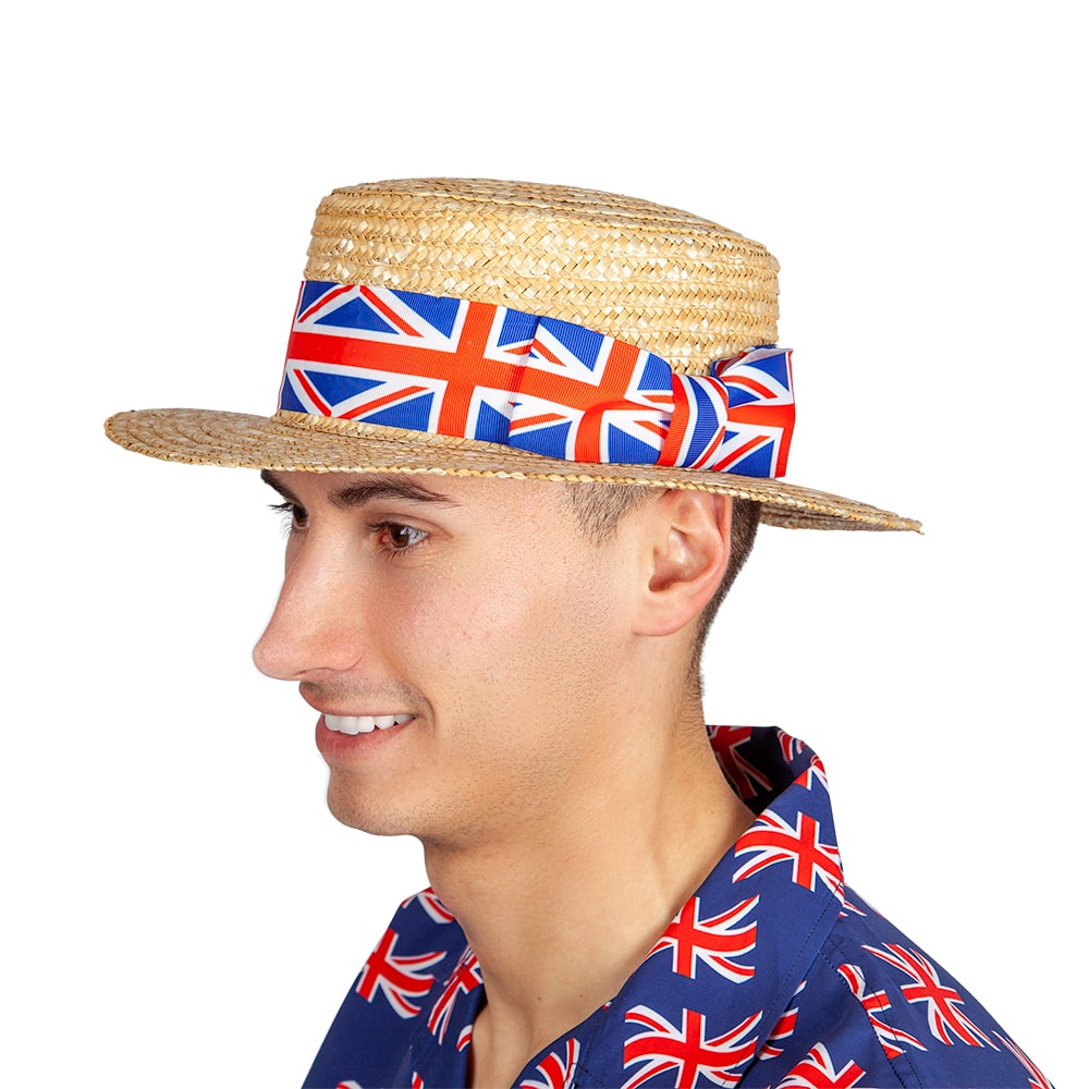 Classic Straw Boater Hat - Union Flag G.B