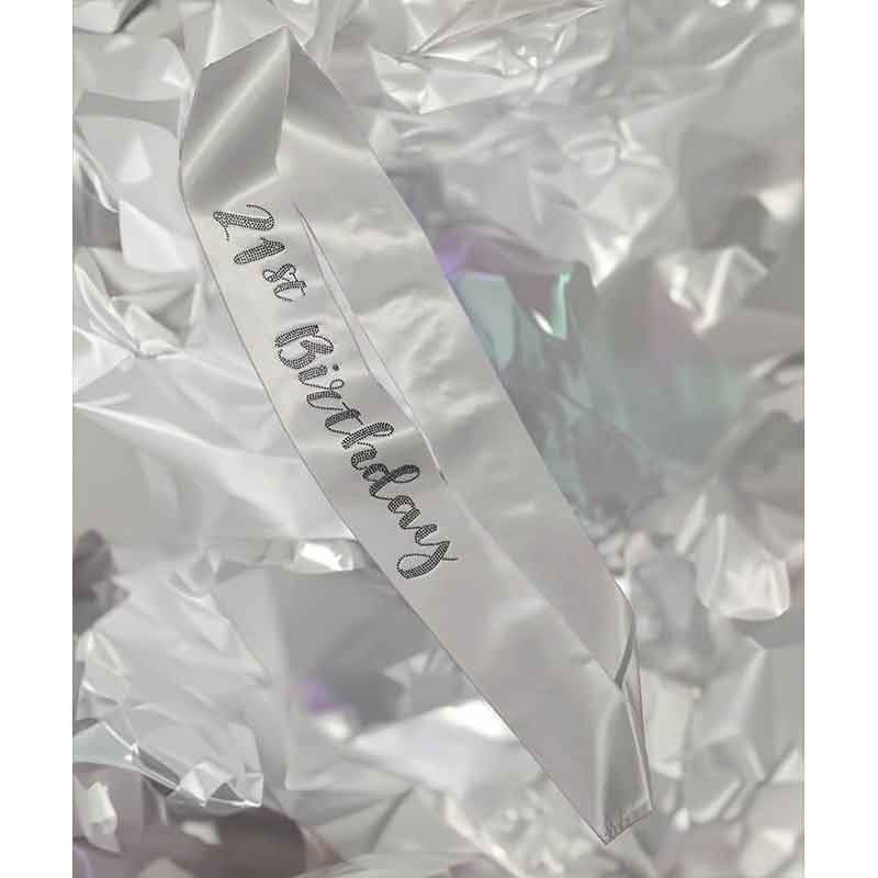 Black Diamante 21st Birthday Sash