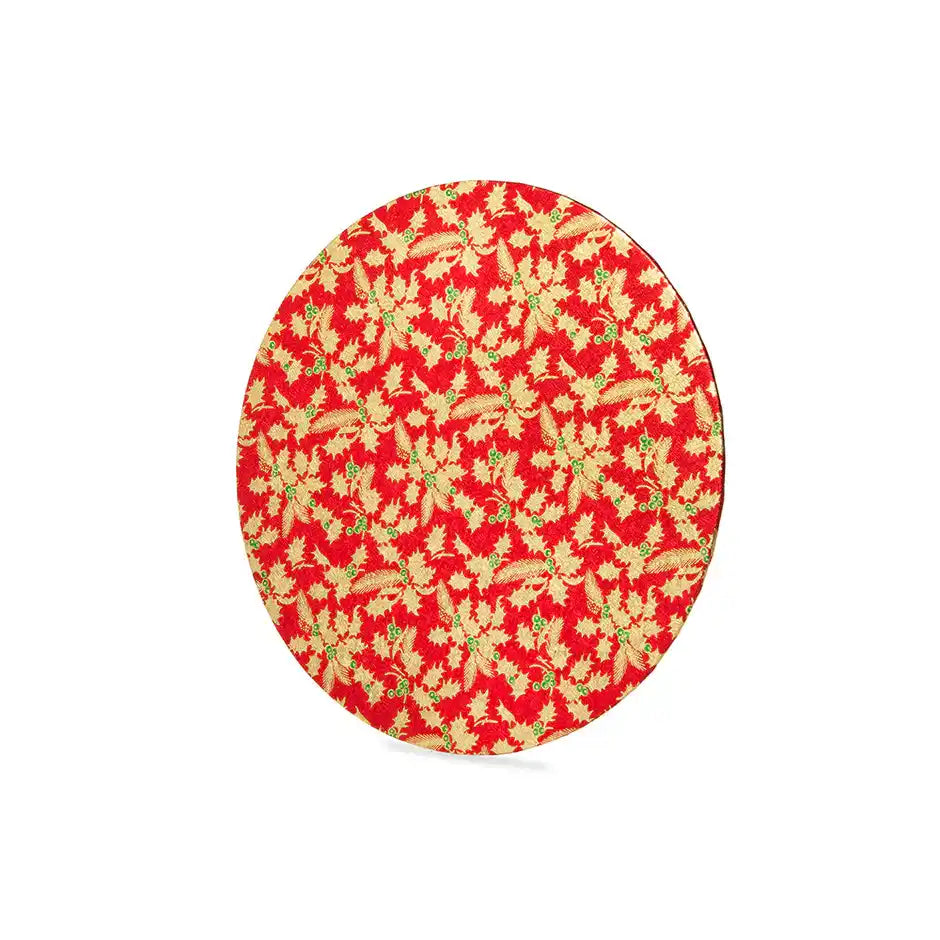 Individually Wrapped Holly Print Round Boards Assortment 10in