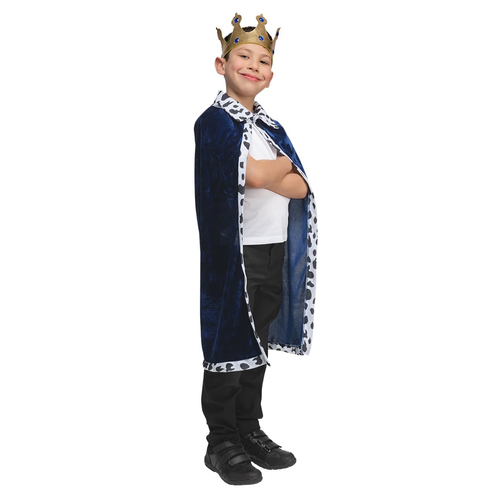 Deluxe Velvet Robe & Crown - Blue