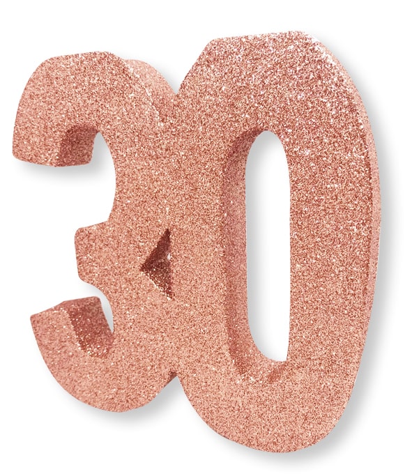 Number 30 Glitter Table Decoration Rose Gold