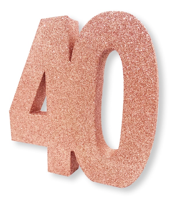 Number 40 Glitter Table Decoration Rose Gold