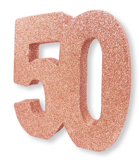 Number 50 Glitter Table Decoration Rose Gold