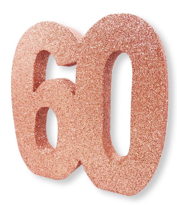 Number 60 Glitter Table Decoration Rose Gold