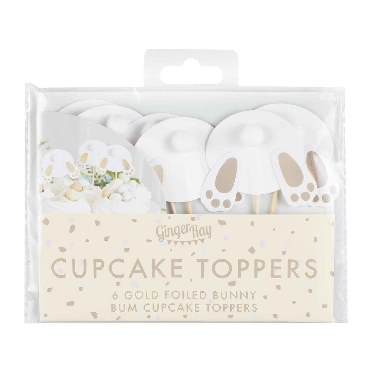 Gold Easter Bunny Bum Cupcake Toppers