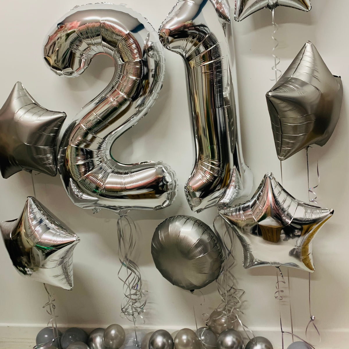 Silver Birthday Balloon Number Package