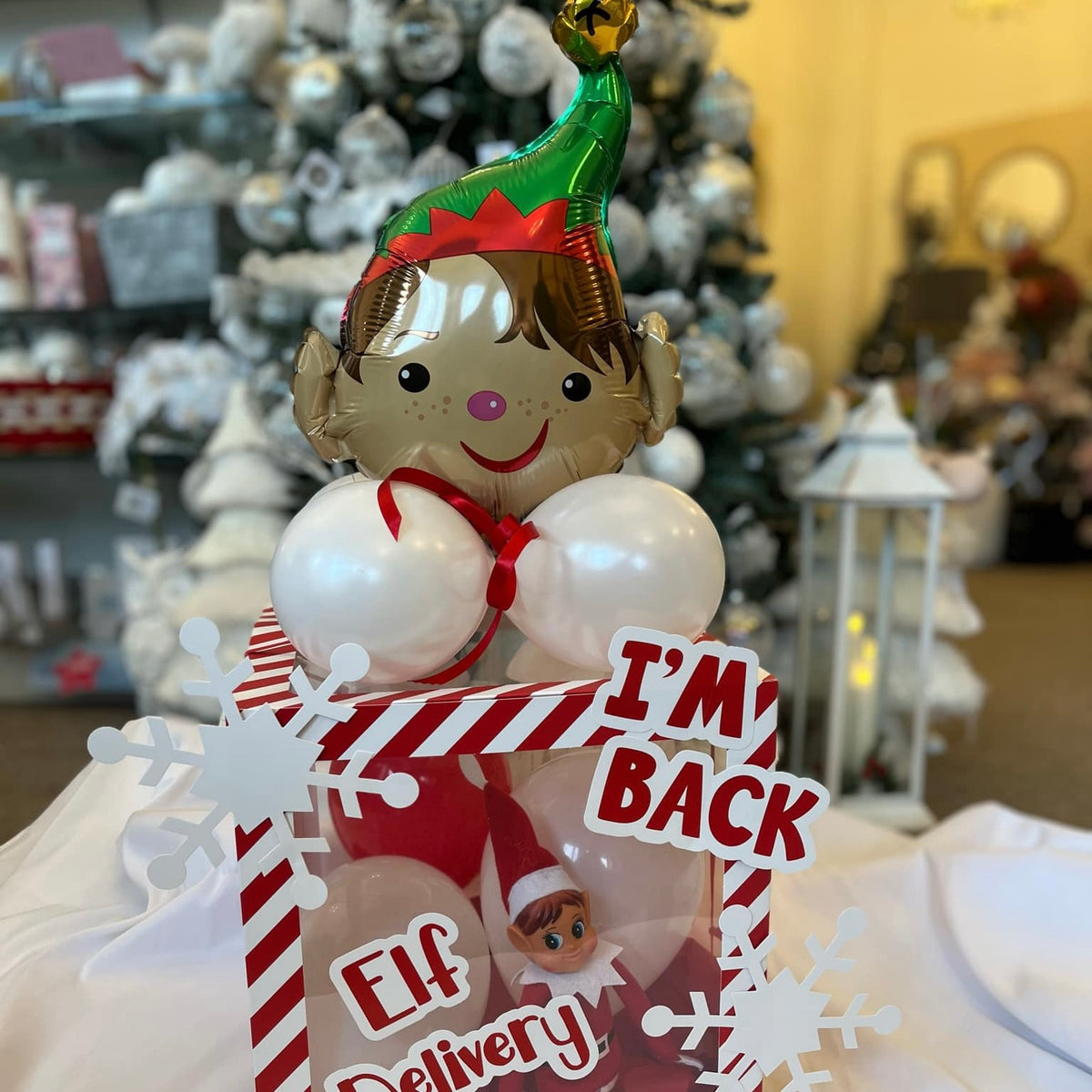 Striped Cheeky Elf Return Box & Balloon